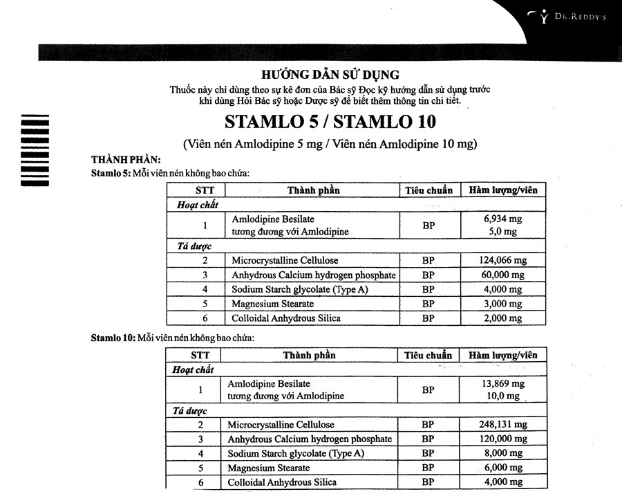 Stamlo 5 trị tăng huyết áp